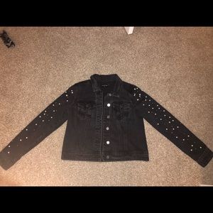 Bebe Jean jacket with pearls